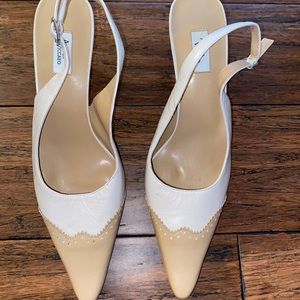 Cream and tan pointed heels